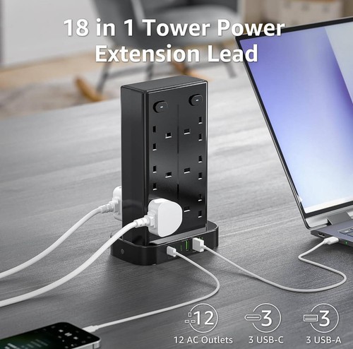 Tower extension lead with - extension, 1.8m