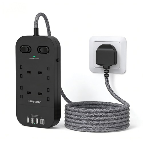 Black extension lead - 1.8m, with