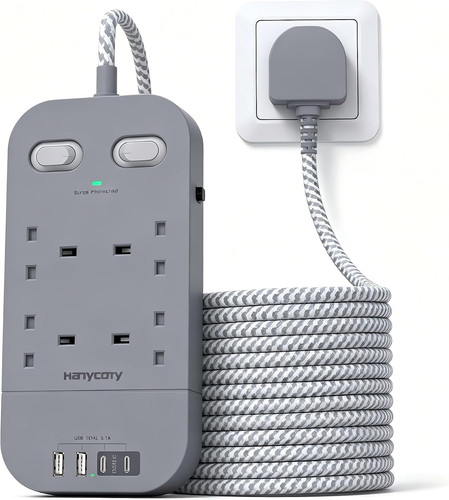 Gray extension lead 4 - gray,