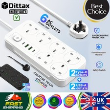 6 Way Extension Lead 2 USB 2