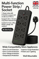 8 Way UK Power Strip with 6