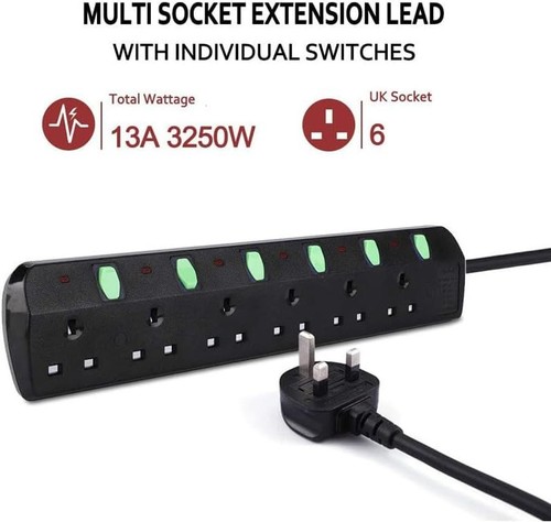 Gang power strip with - 6,